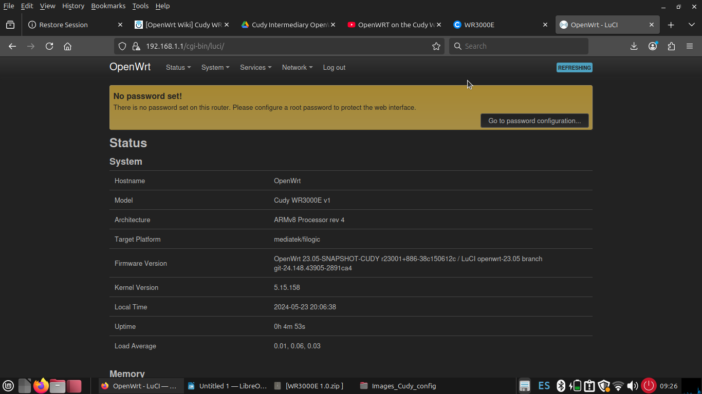 OpenWrt LuCI login page