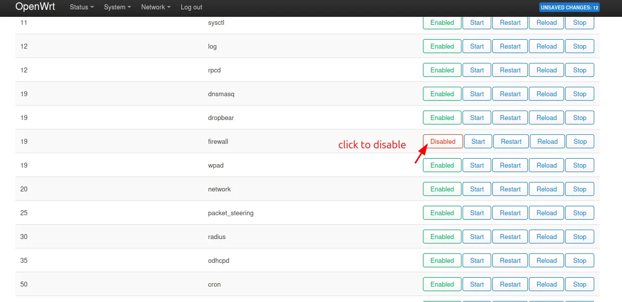 Disabling firewall service on satellite