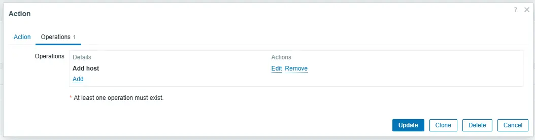Discovery action configuration