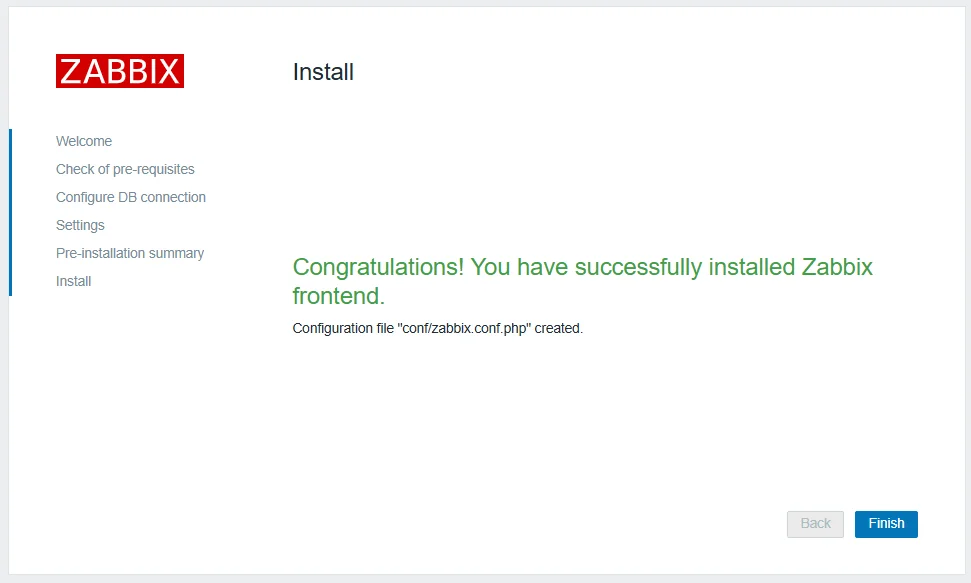 Zabbix installation complete